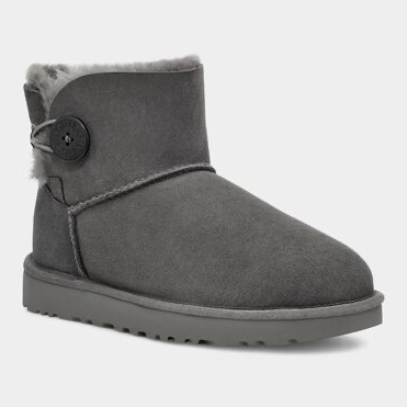 (W) UGG Mini Bailey Button II Boots Grey 착용 스타일 - 4