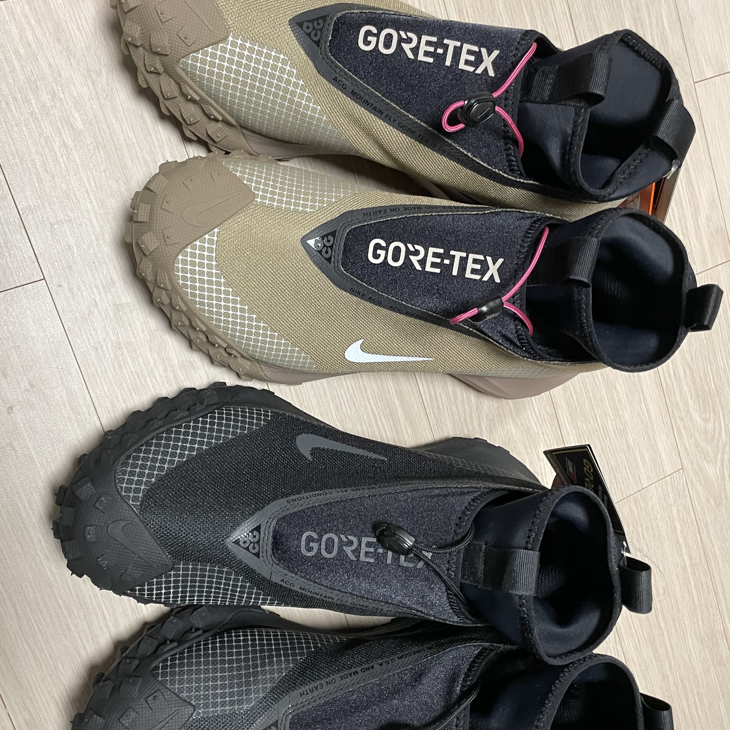 Nike ACG Mountain Fly Gore-Tex Black and Dark Grey, Nike ACG Mountain Fly Gore-Tex Khaki 착용 스타일 - 1