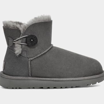 (W) UGG Mini Bailey Button II Boots Grey 착용 스타일 - 3