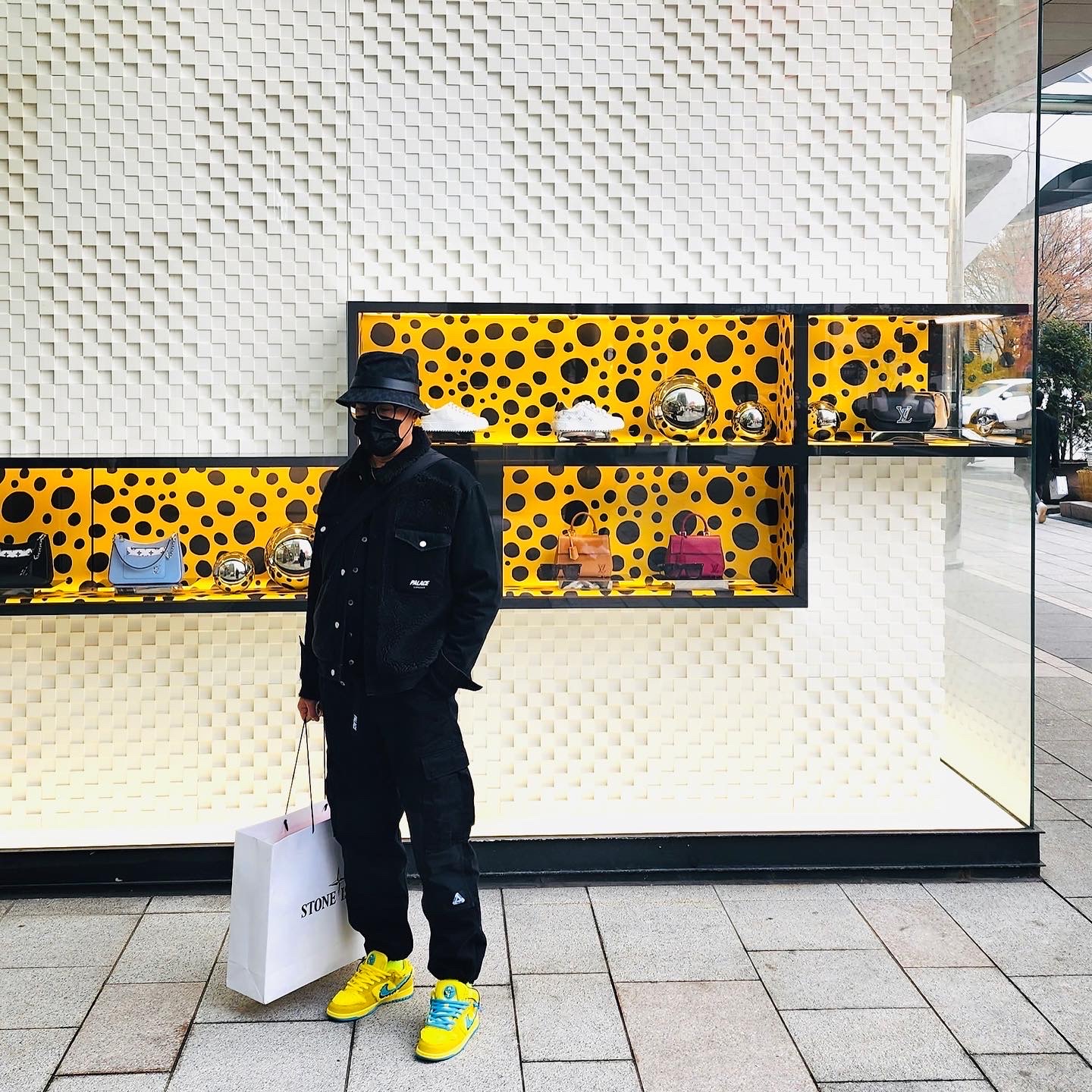 Nike x Grateful Dead SB Dunk Low Yellow Bear, Palace Grizzly Denim Jacket Black - 21FW 착용 스타일 - 1