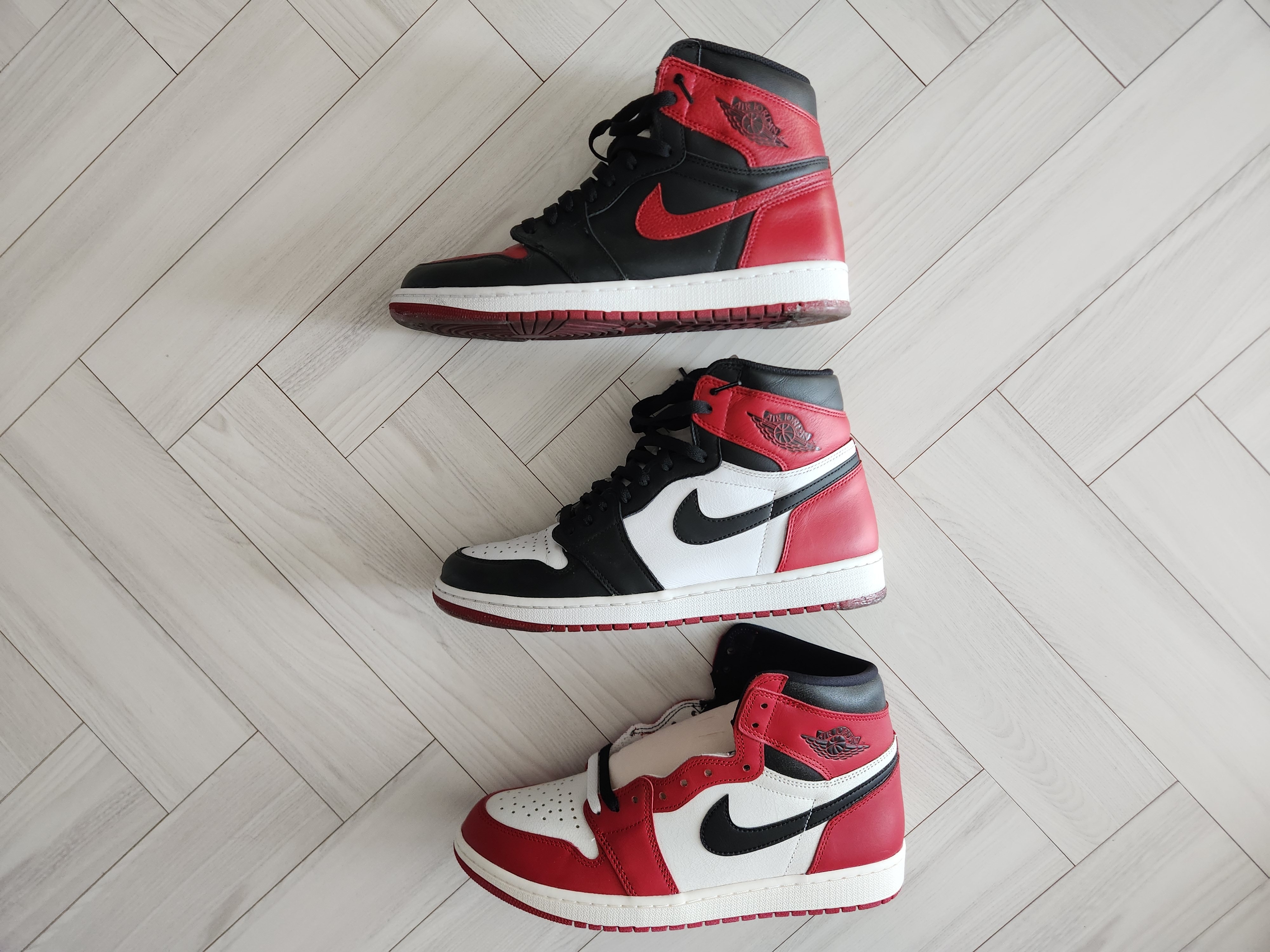 Jordan 1 Retro High OG Chicago 2022, Jordan 1 Retro High OG Black Toe 2016 착용 스타일 - 1