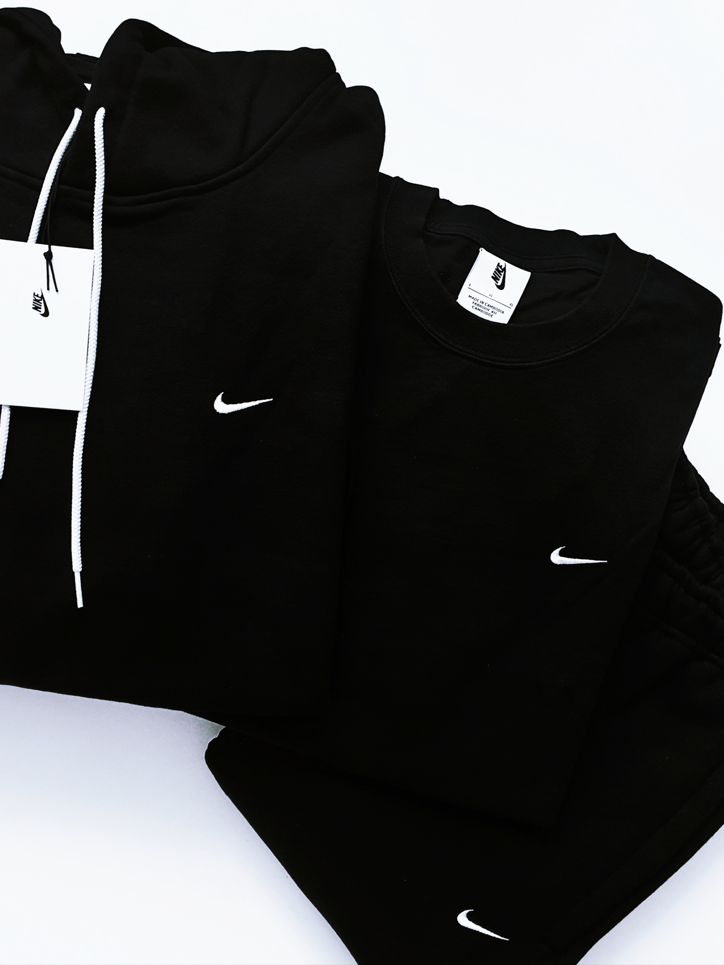 Nike NRG Solo Swoosh Fleece Hoodie Black White - US/EU, Nike NRG Solo Swoosh Fleece Pants Black - US/EU 착용 스타일