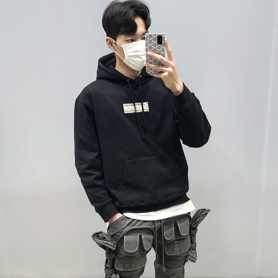 Supreme x Burberry Box Logo Hooded Sweatshirt Black - 22SS 착용 스타일