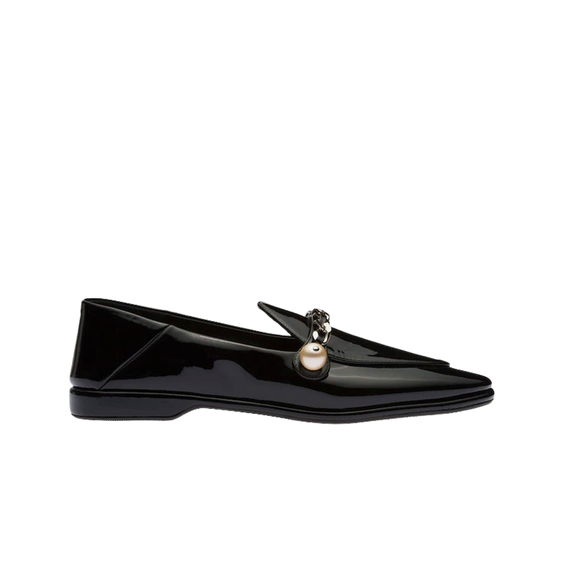(W) 미우 미우 페이턴트 레더 로퍼 블랙((W) Miu Miu Patent Leather Loafers Black) - 1