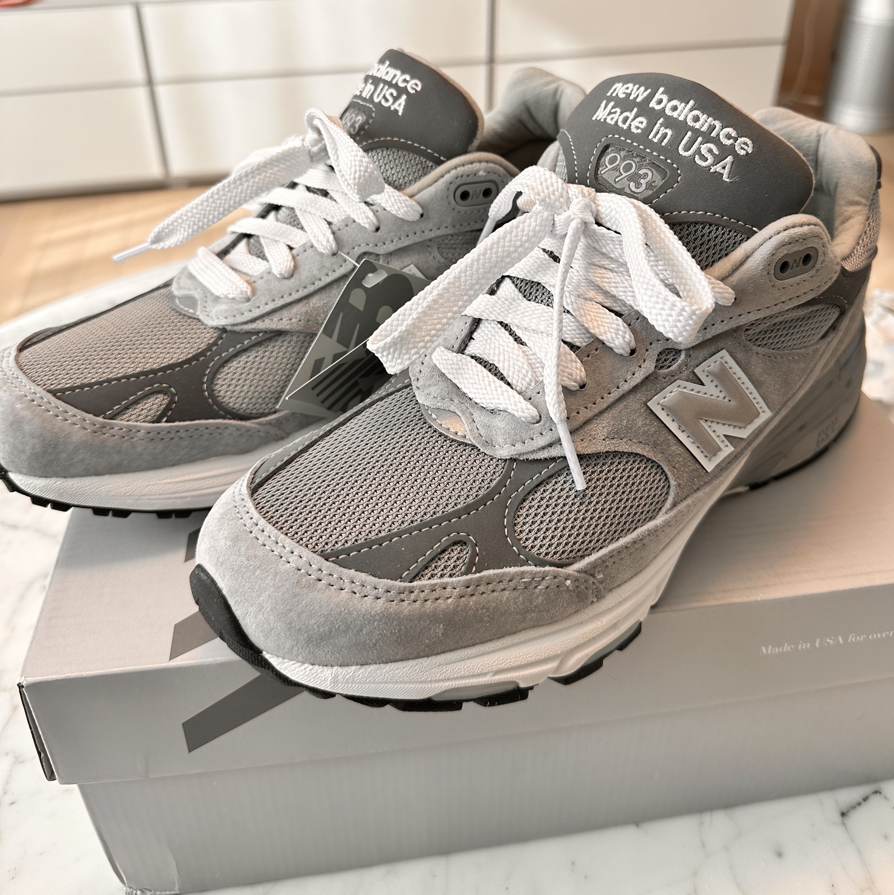 New Balance 993 Made in USA Grey - D Standard 착용 스타일 - 2