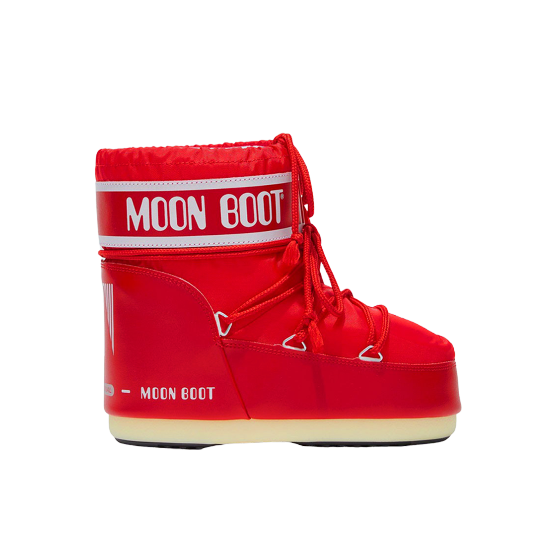 (W) 문부츠 아이콘 로우 나일론 부츠 레드((W) Moon Boot Icon Low Nylon Boots Red)