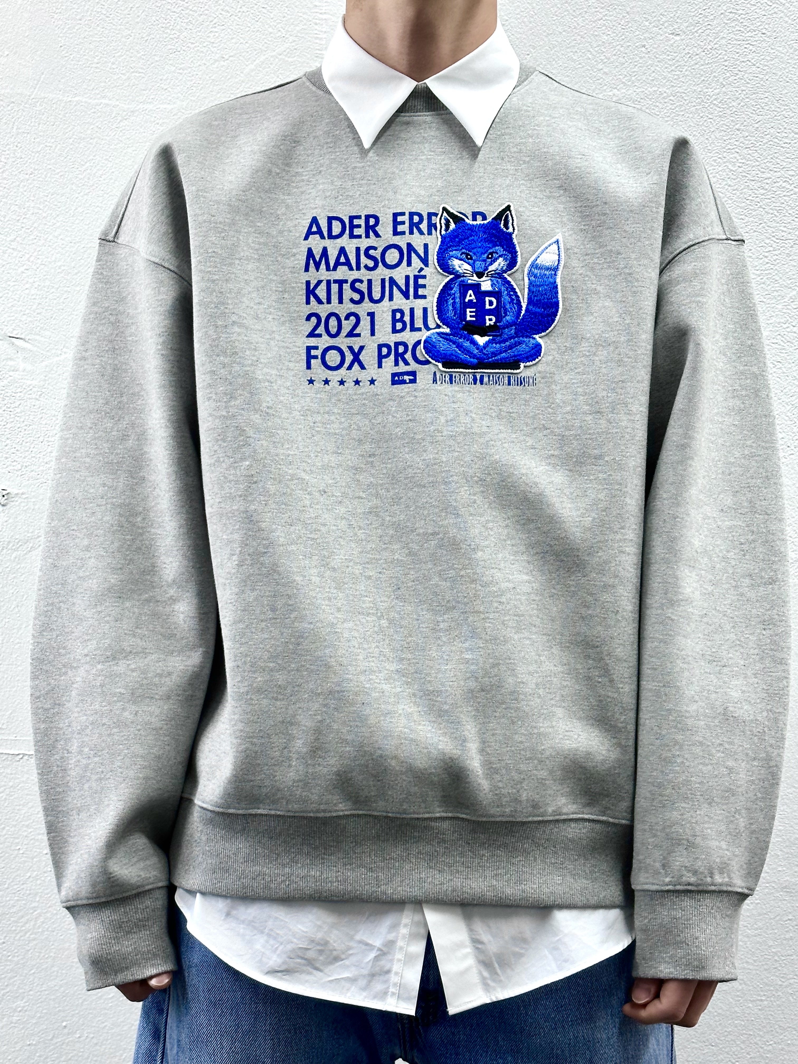 Maison Kitsune x Ader Error Meditation Fox Sweatshirt Grey 착용 스타일