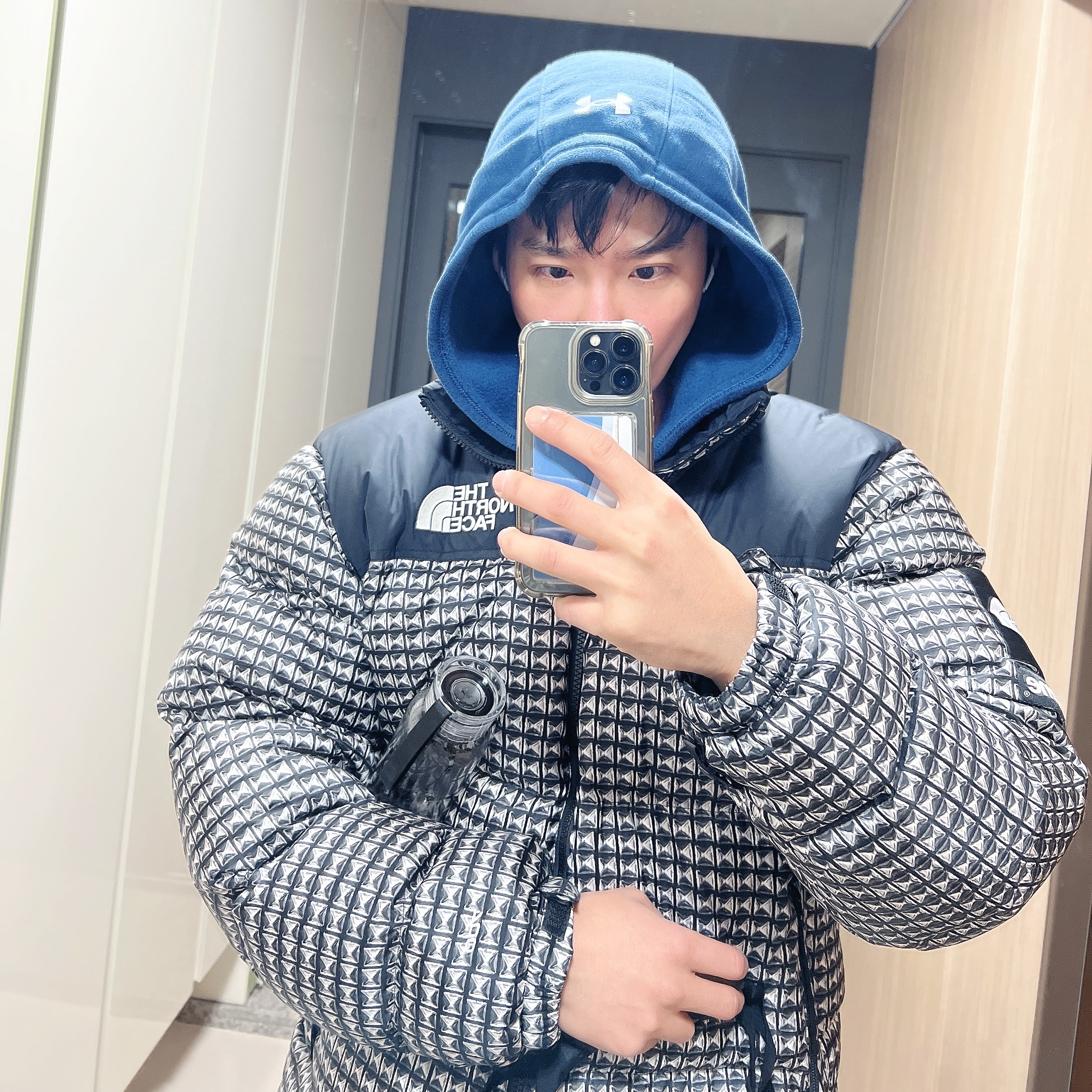 Supreme x The North Face Studded Nuptse Jacket Black - 21SS 착용 스타일