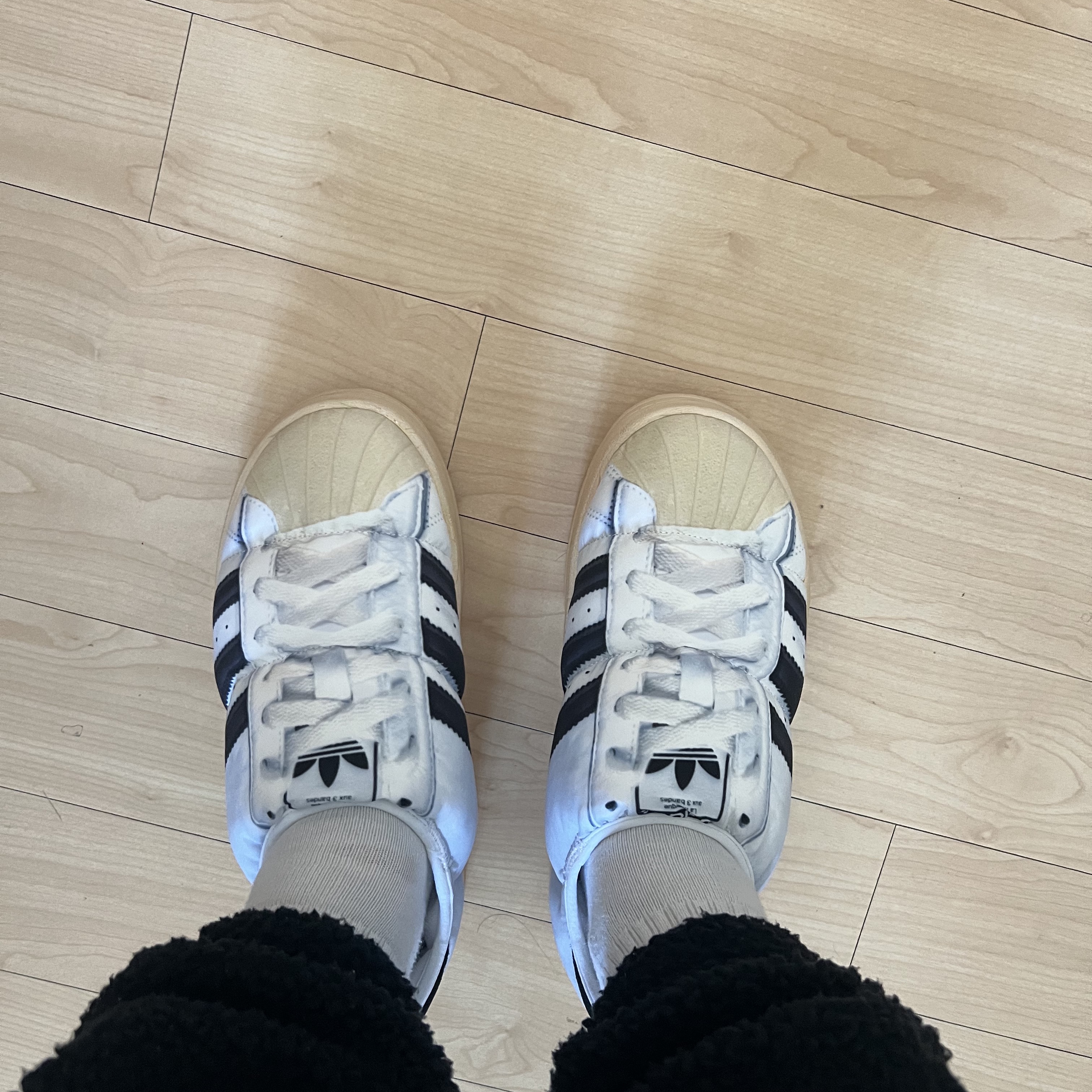Adidas Puffylette Superstar Cloud White 착용 스타일