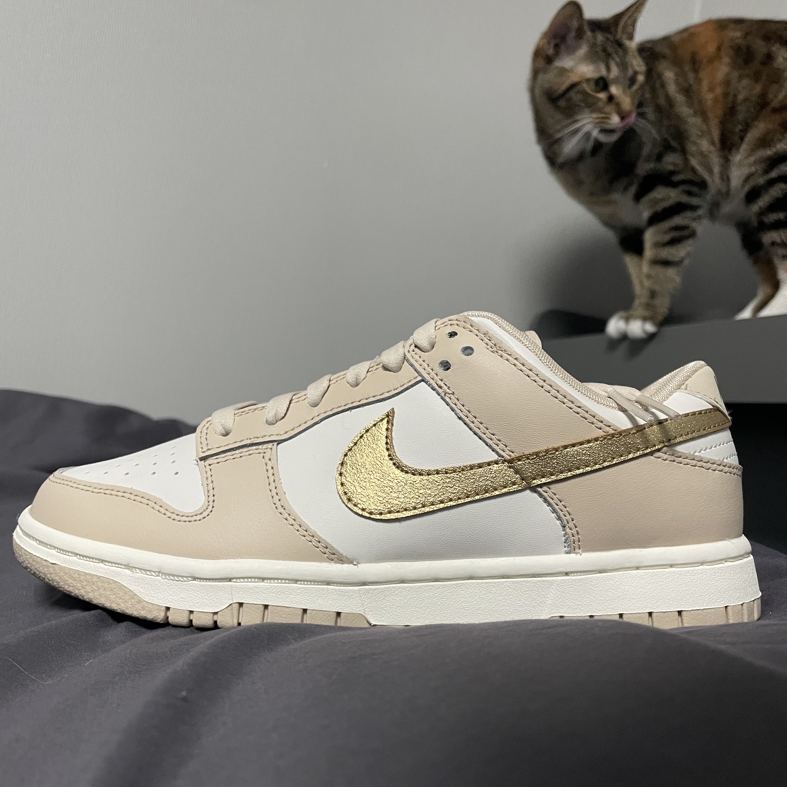 (W) Nike Dunk Low Sanddrift Metallic Gold 착용 스타일