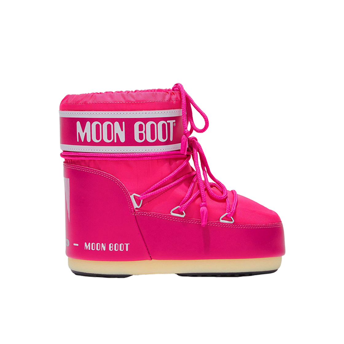 (W) 문부츠 아이콘 로우 나일론 부츠 핫 핑크((W) Moon Boot Icon Low Nylon Boots Hot Pink)