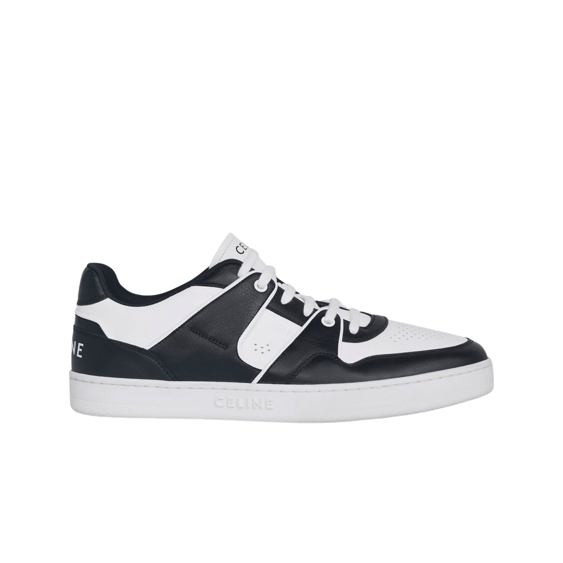 셀린느 CT-04 로우 레이스업 카프스킨 스니커즈 옵틱 화이트 블랙