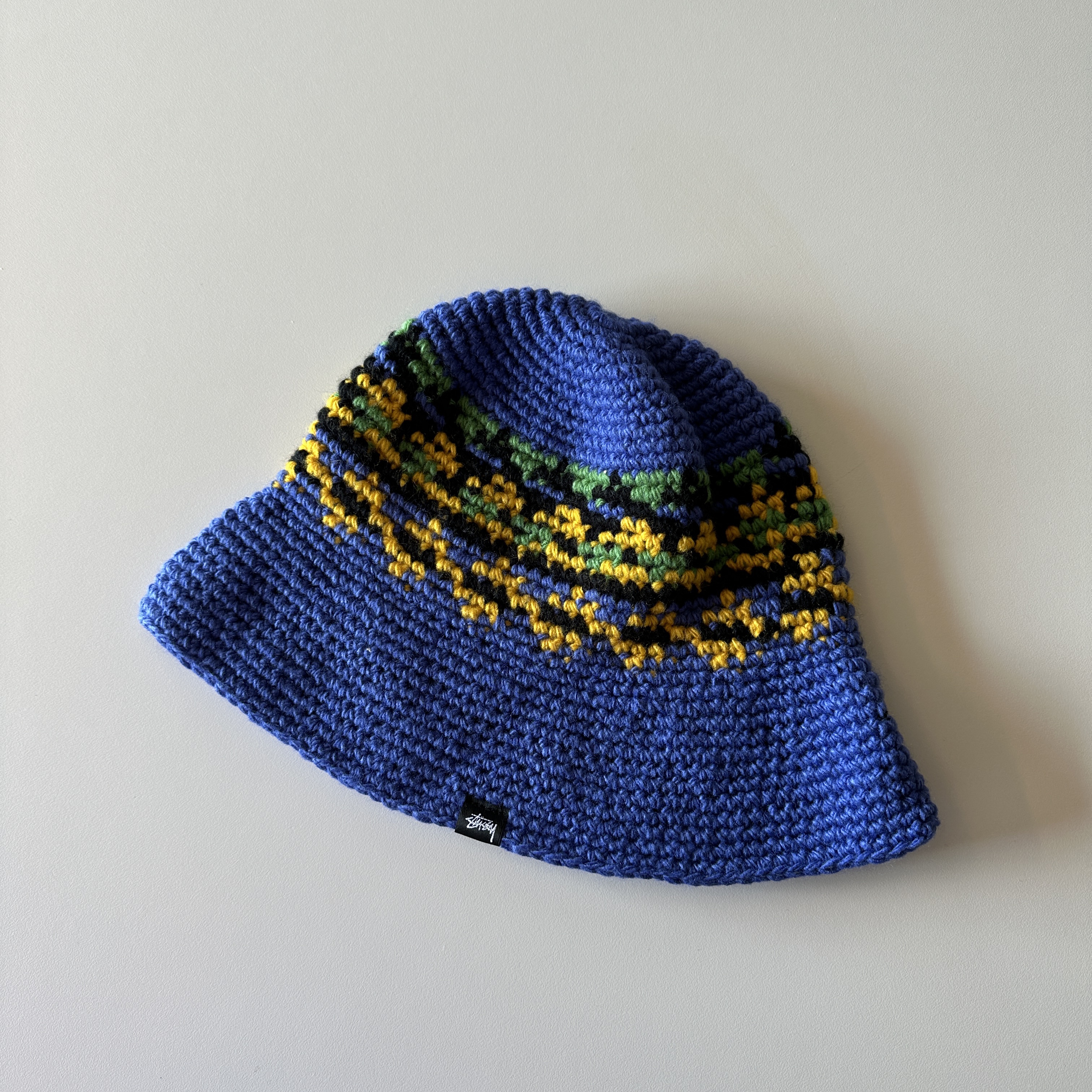 Stussy Fairisle Bucket Hat Blue 착용 스타일 - 1