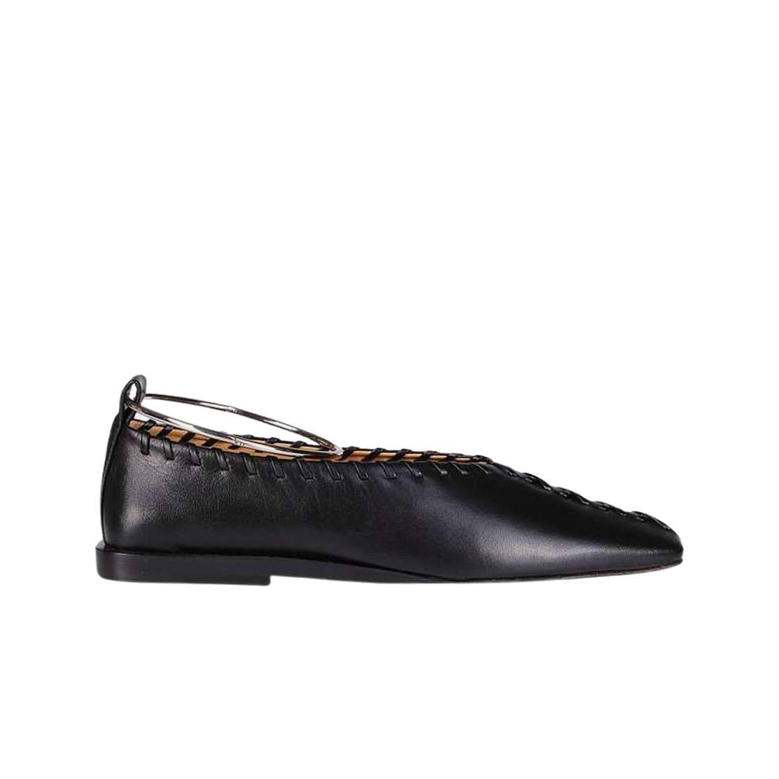 (W) 질 샌더 메탈 앵클 브레이슬릿 발레리나 슈즈 블랙((W) Jil Sander Metal Ankle Bracelet Ballerinas Black)
