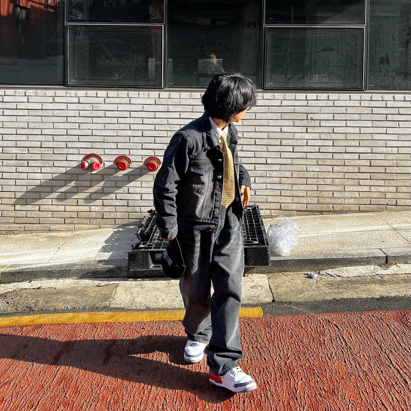 The North Face 1996 Novelty Nuptse Jacket Ink Blue, Jordan 4 Retro OG Fire Red 2020 착용 스타일 - 5