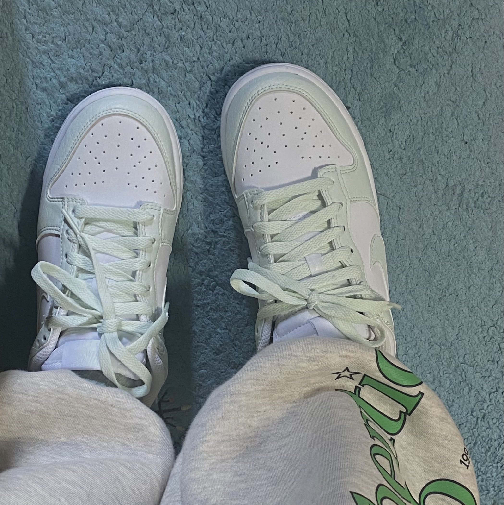 (W) Nike Dunk Low Next Nature Barely Green and White 착용 스타일