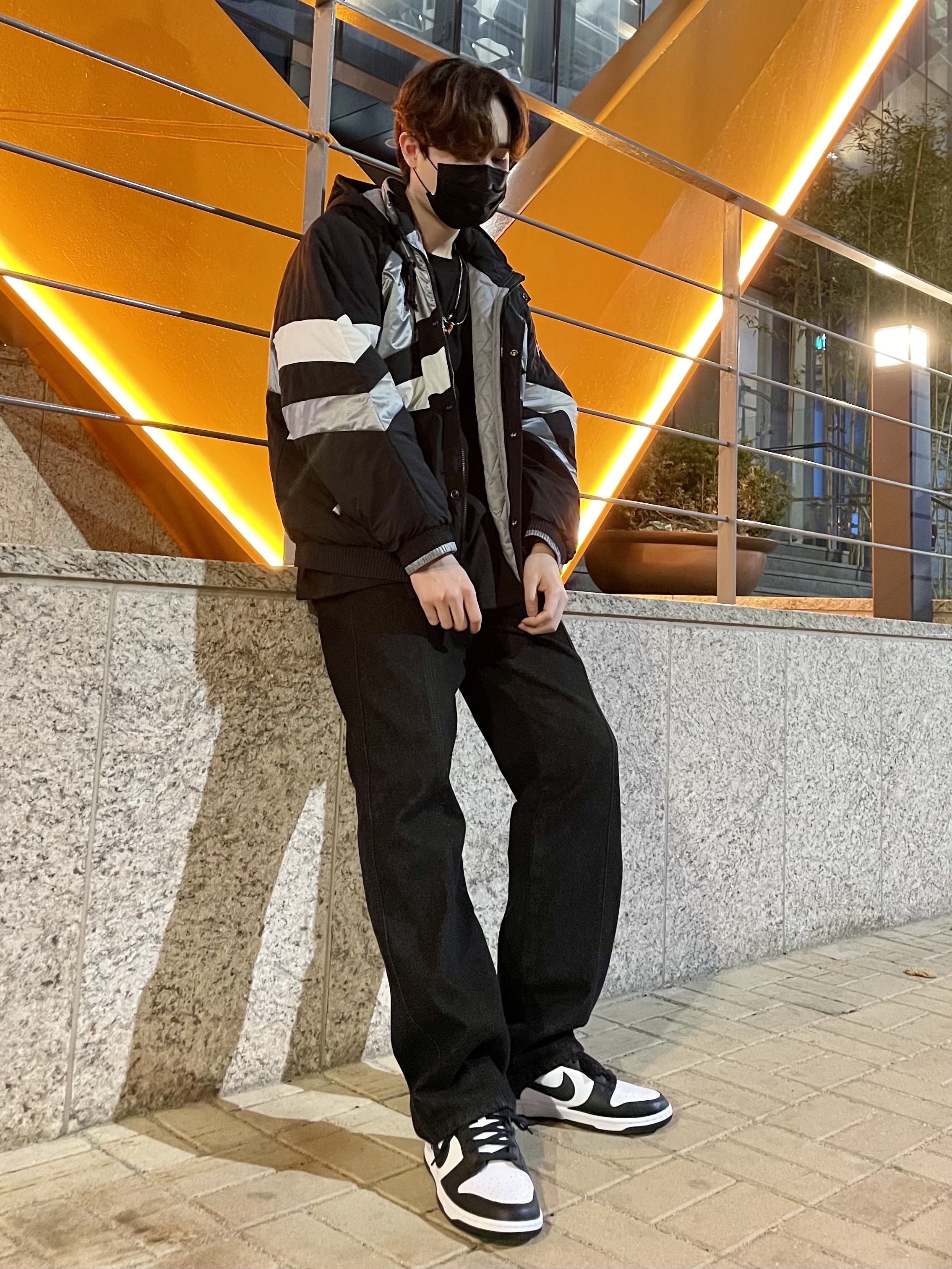Supreme x Nike Hooded Sport Jacket Silver - 19SS, Nike Dunk Low Retro Black 착용 스타일