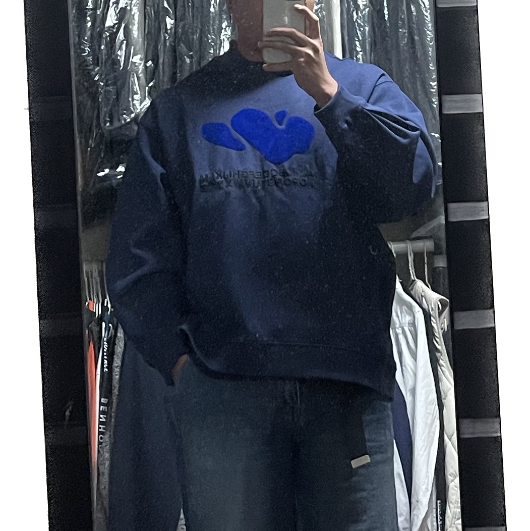 Zara x Ader Error Oversize Polo Shirt Navy 착용 스타일
