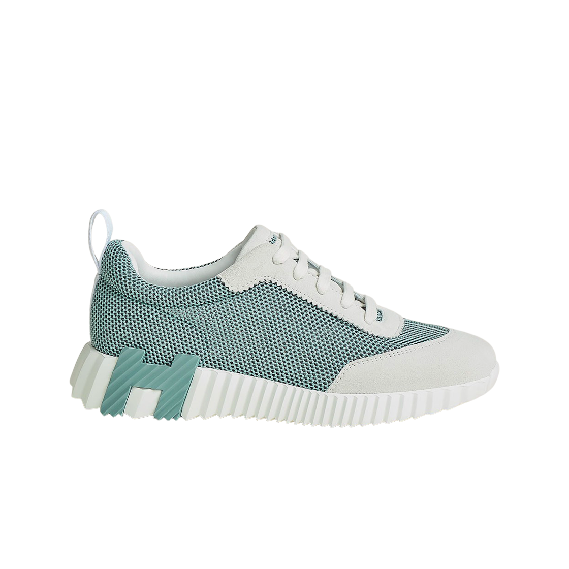 (W) 에르메스 바운싱 스니커즈 메쉬 스웨이드 고트스킨 & 베르 도으 블랑((W) Hermes Bouncing Sneakers Mesh Suede Goatskin & Vert Deau Blanc)