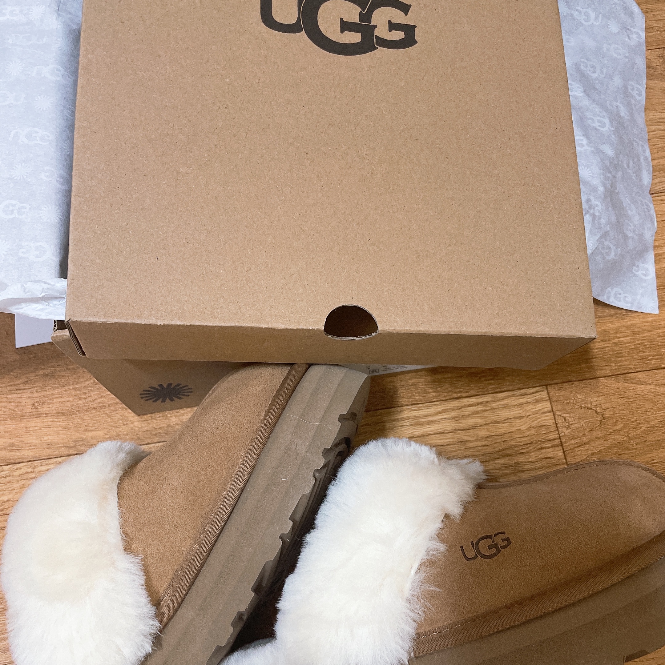 (W) UGG Disquette Slipper Chestnut 착용 스타일