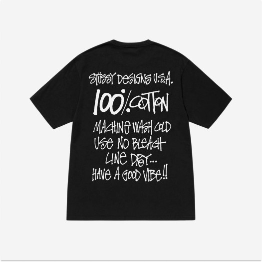 스투시 100% 피그먼트 다이드 티셔츠 블랙