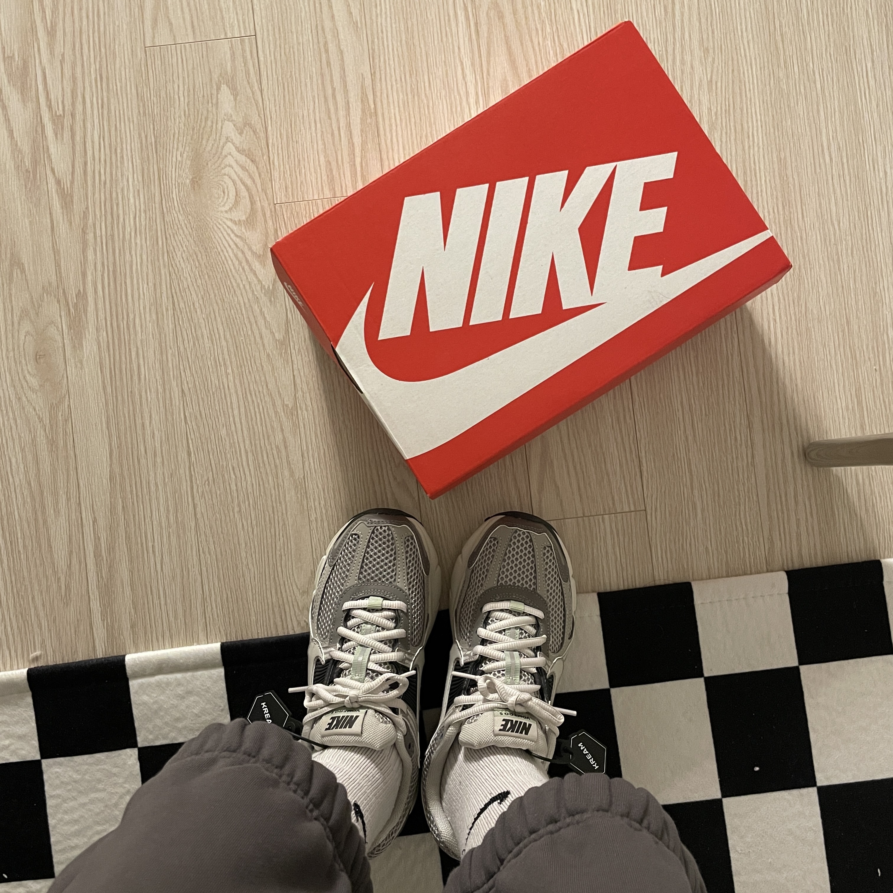 (W) Nike Zoom Vomero 5 Cobblestone and Flat Pewter 착용 스타일