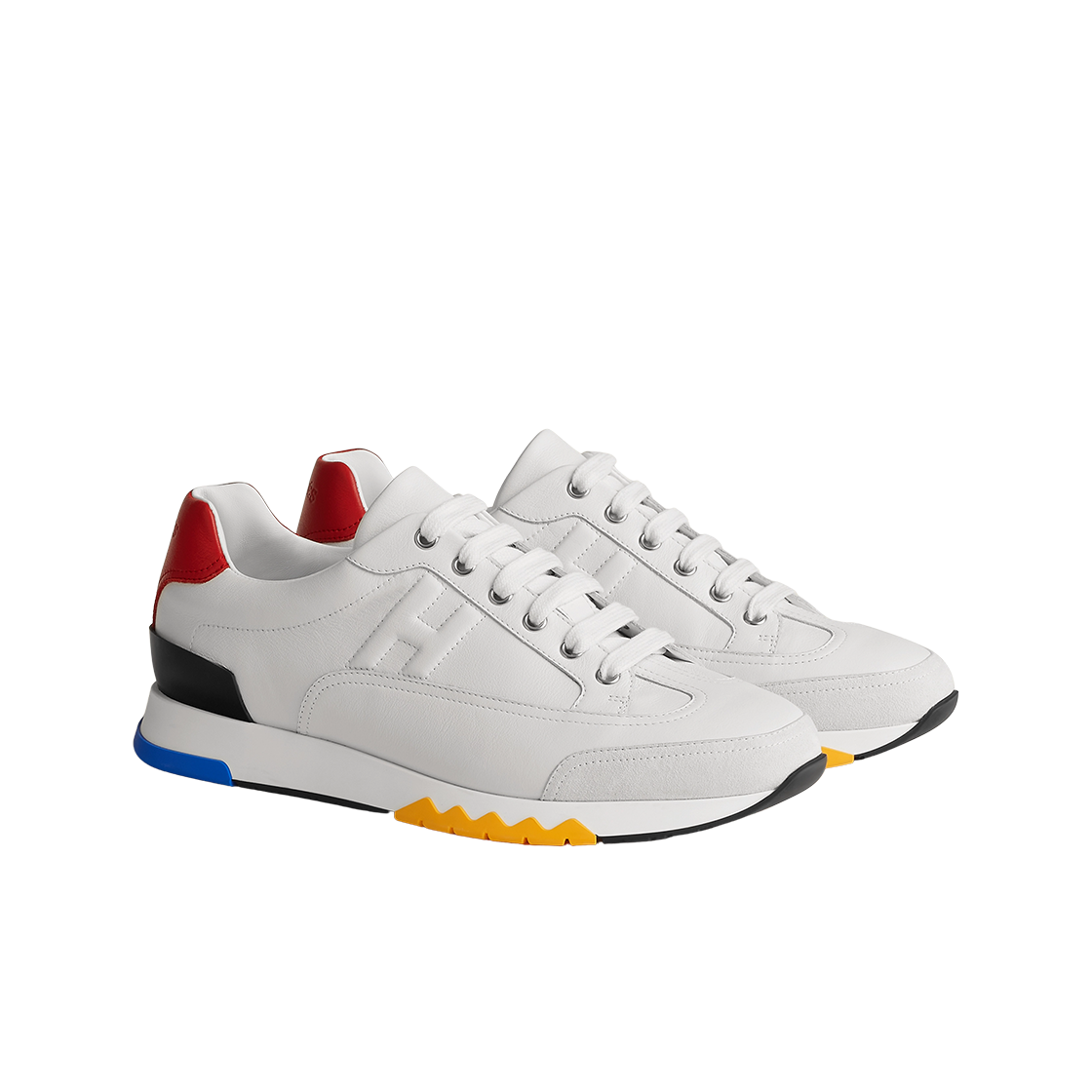 에르메스 트레일 스니커즈 카프스킨 스웨이드 고트스킨 & 멀티꼴로르 블랑(Hermes Trail Sneakers Calfskin Suede Goatskin & Multicolore Blanc) - 2