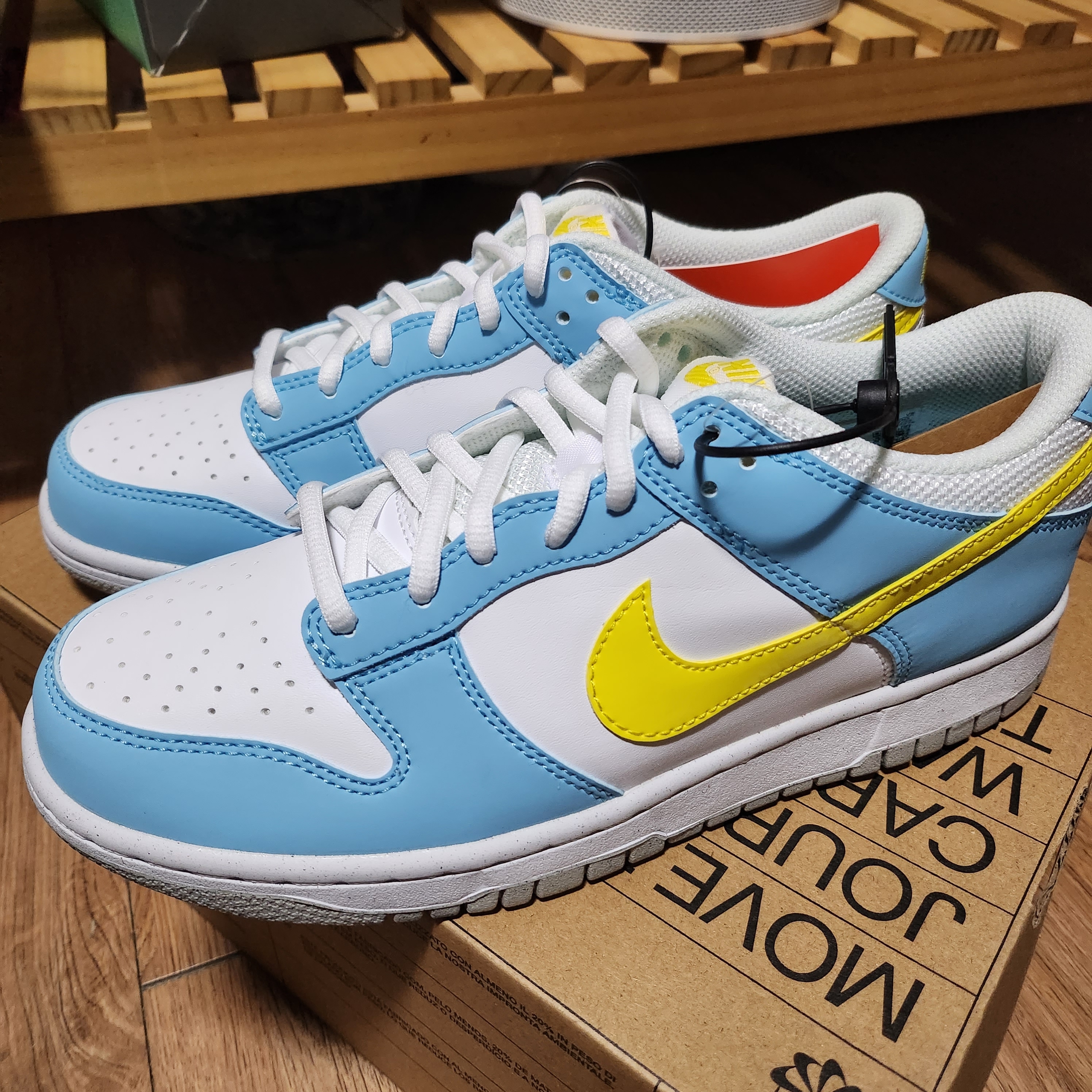 (GS) Nike Dunk Low Next Nature Blue Chill Yellow Strike 착용 스타일
