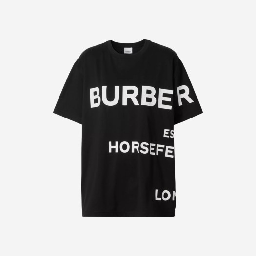 (W) 버버리 호스페리 프린트 코튼 오버사이즈 티셔츠 블랙