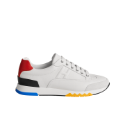 Hermes Trail Sneakers Calfskin Suede Goatskin & Multicolore Blanc