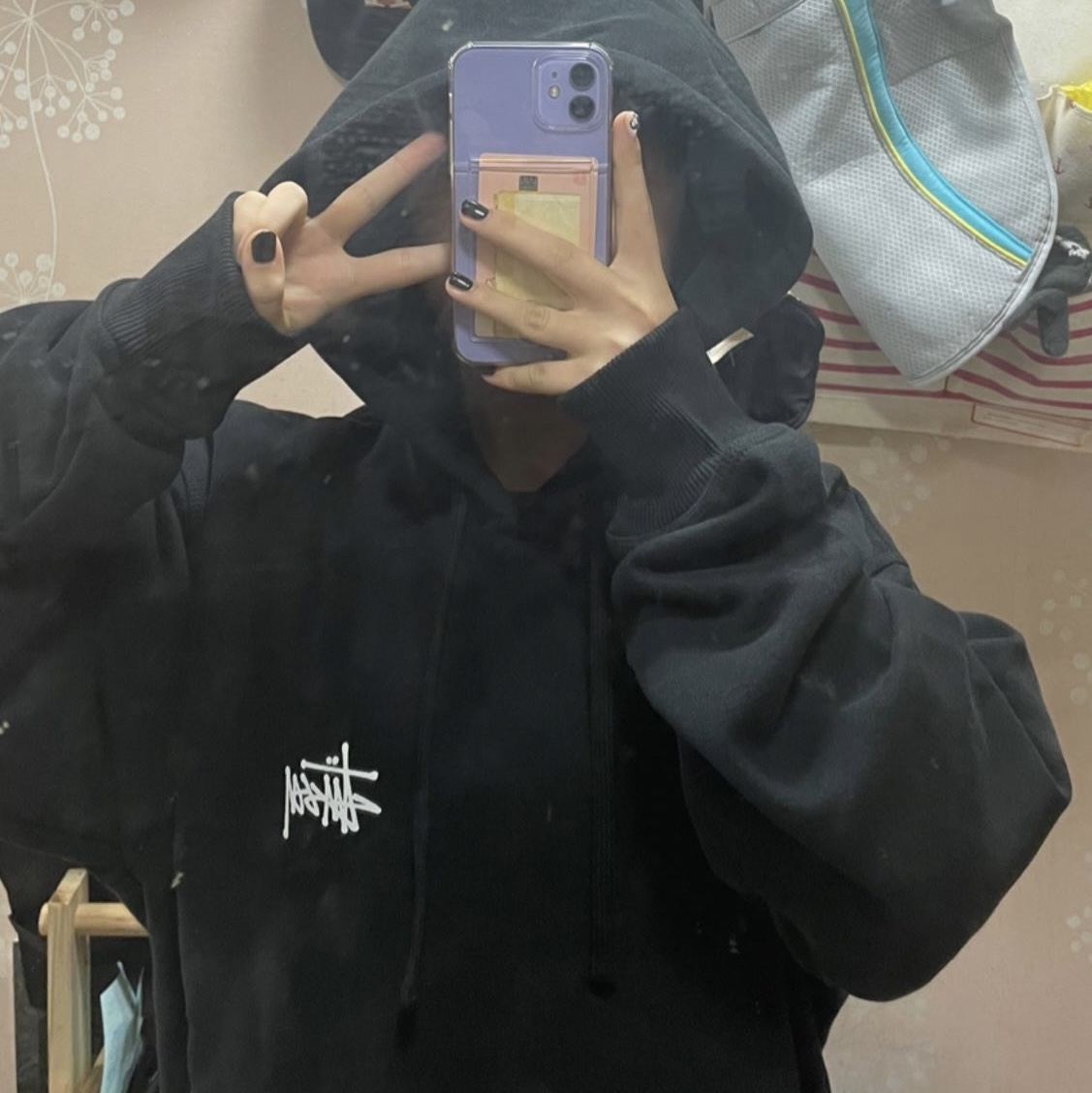 Stussy Basic Stussy Hoodie Black 2022 착용 스타일