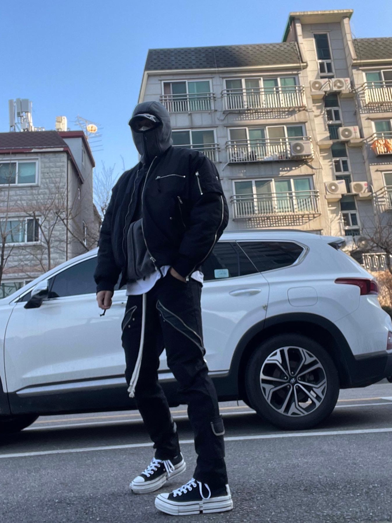 Undermycar Marshall Chest Pocket Balaclava Zip-Up Chimera - 22SS, Yeezy Gap Engineered By Balenciaga Flame Cap Black 착용 스타일 - 4