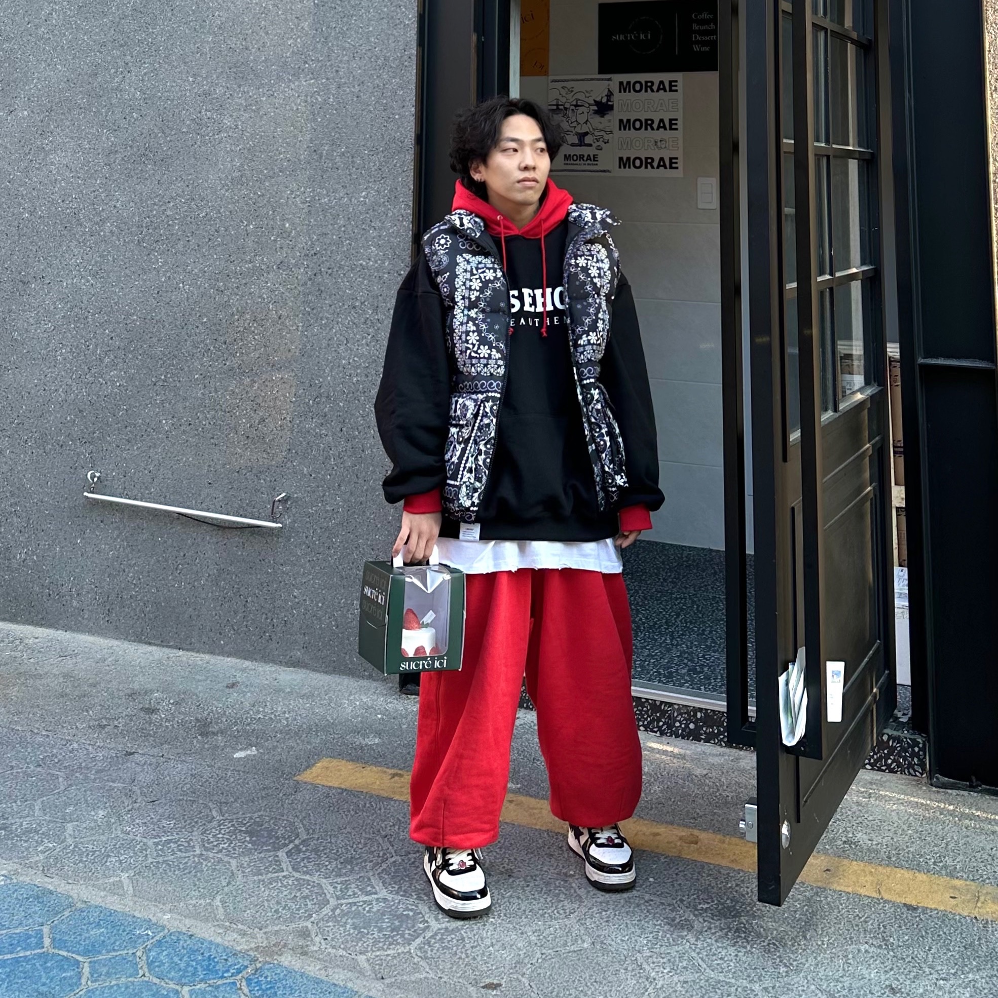 (W) BAPE Bape Sta Low Black 착용 스타일 - 2