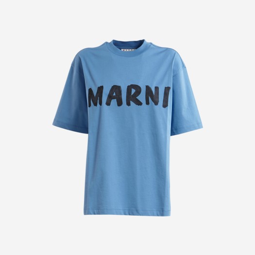 (W) 마르니 로고 바이오 코튼 티셔츠 오리온 블루