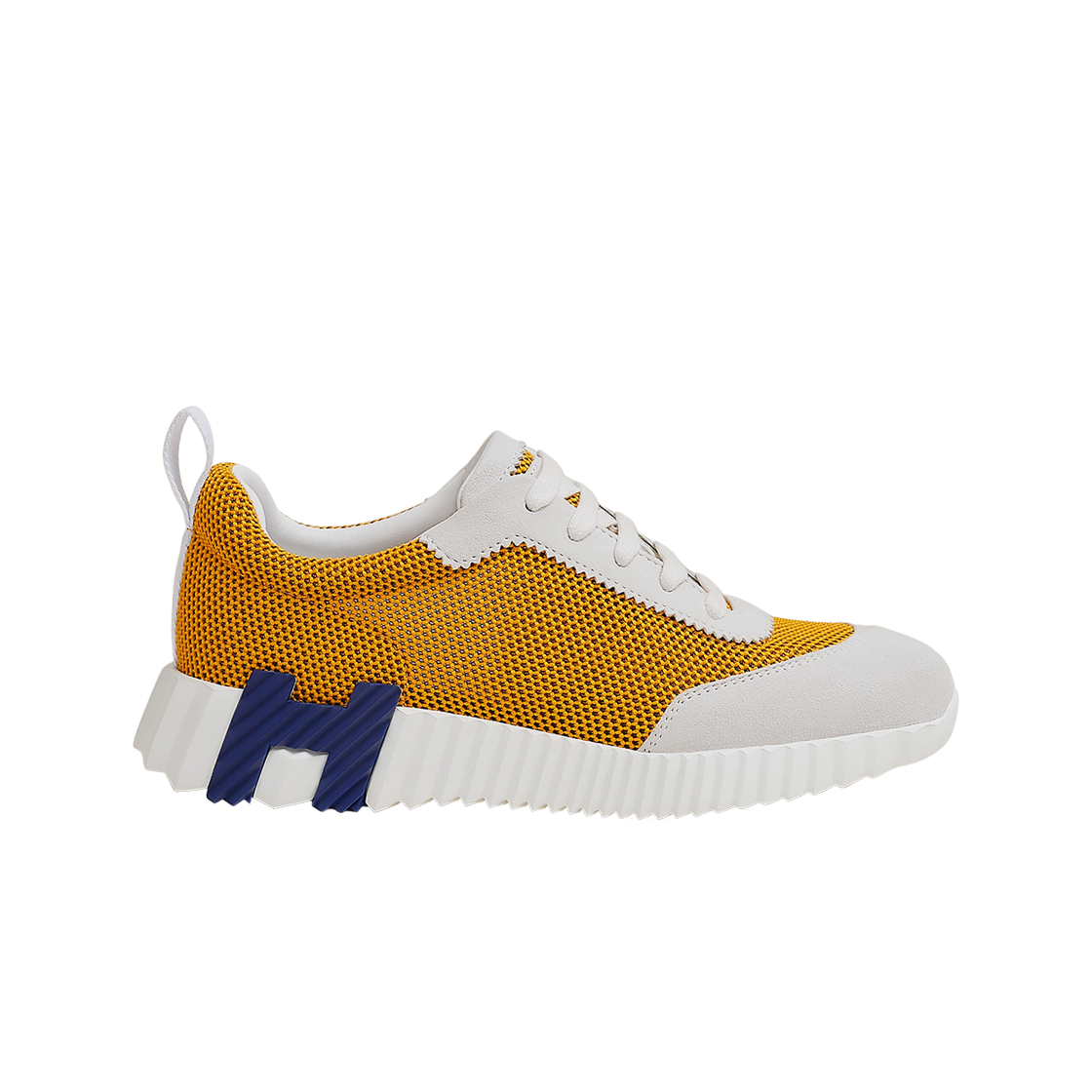 (W) 에르메스 바운싱 스니커즈 메쉬 스웨이드 고트스킨 & 죤 토파즈 블랑((W) Hermes Bouncing Sneakers Mesh Suede Goatskin & Jaune Topaze Blanc) - 1