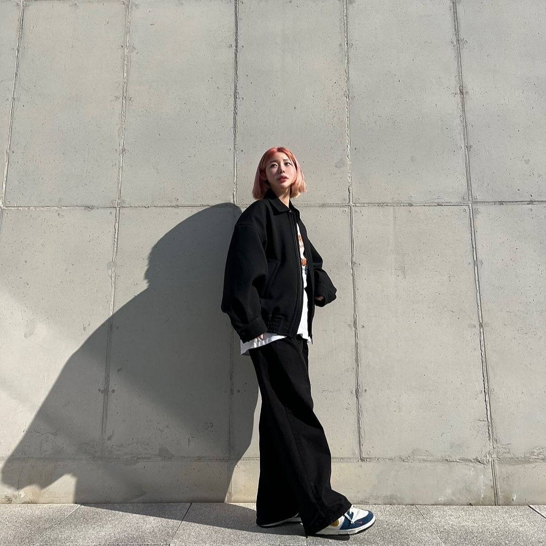 Nike x Kasina Dunk Low 80's Bus, Zara x Ader Error Oversize Collar Bomber Jacket Black 착용 스타일