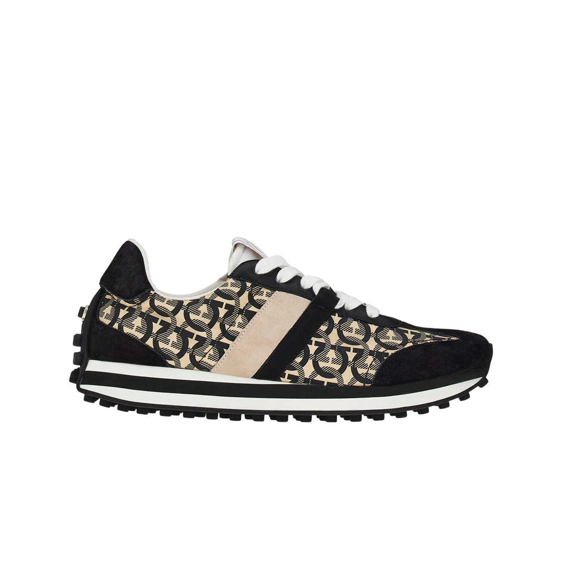 페라가모 유니섹스 스니커즈 블랙 베이지(Ferragamo Unisex Sneakers Black Beige) - 1