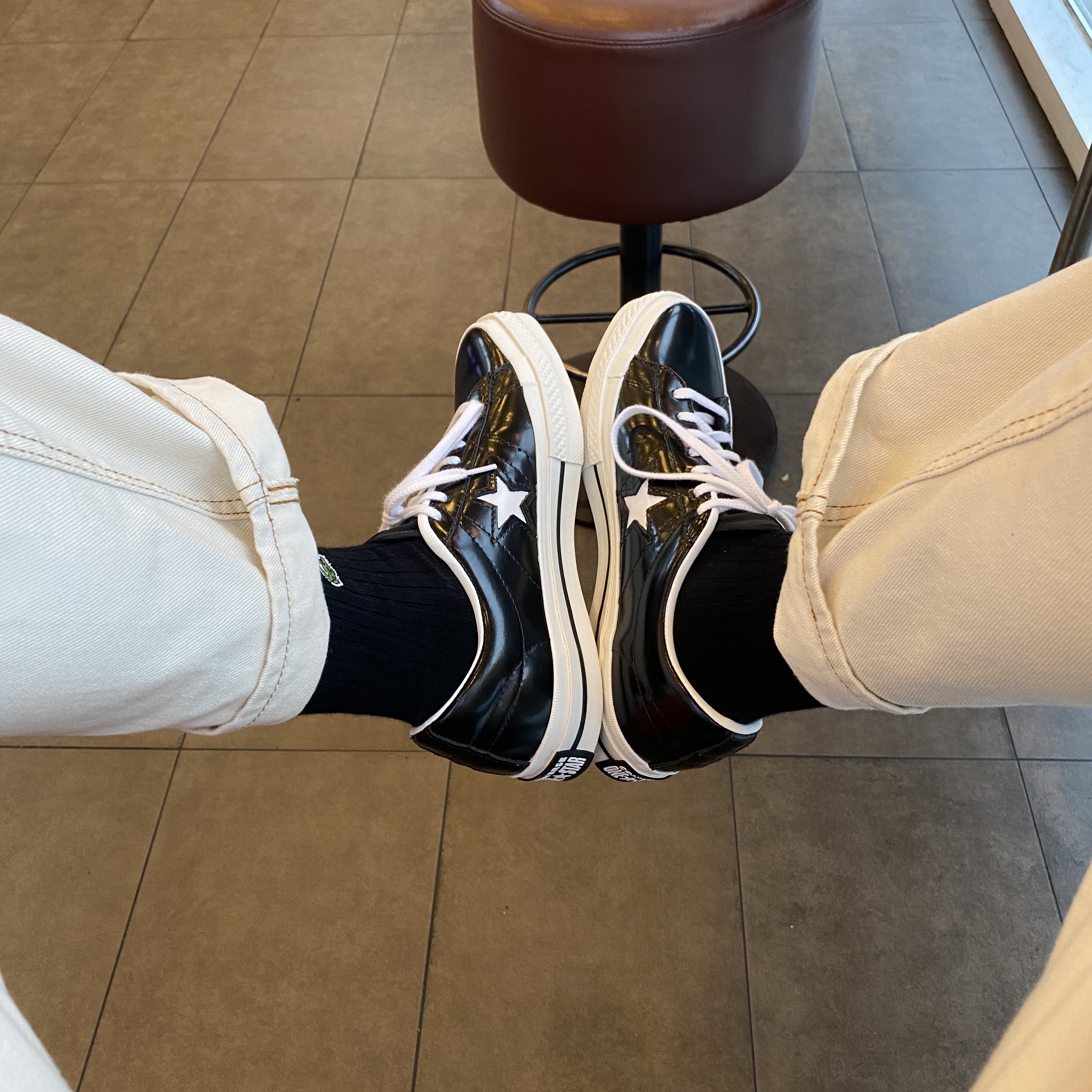 Converse One Star Ox HanByeol Black 착용 스타일