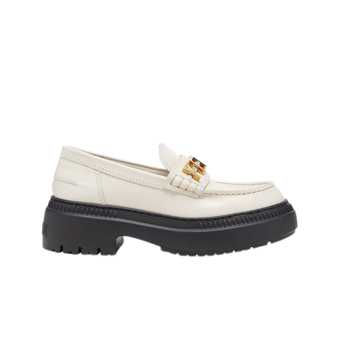 (W) 펜디 펜디그라피 레더 로퍼 화이트((W) Fendi Fendigraphy Leather Loafers White) - 1