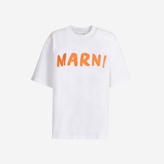 (W) 마르니 로고 바이오 코튼 티셔츠 릴리 화이트