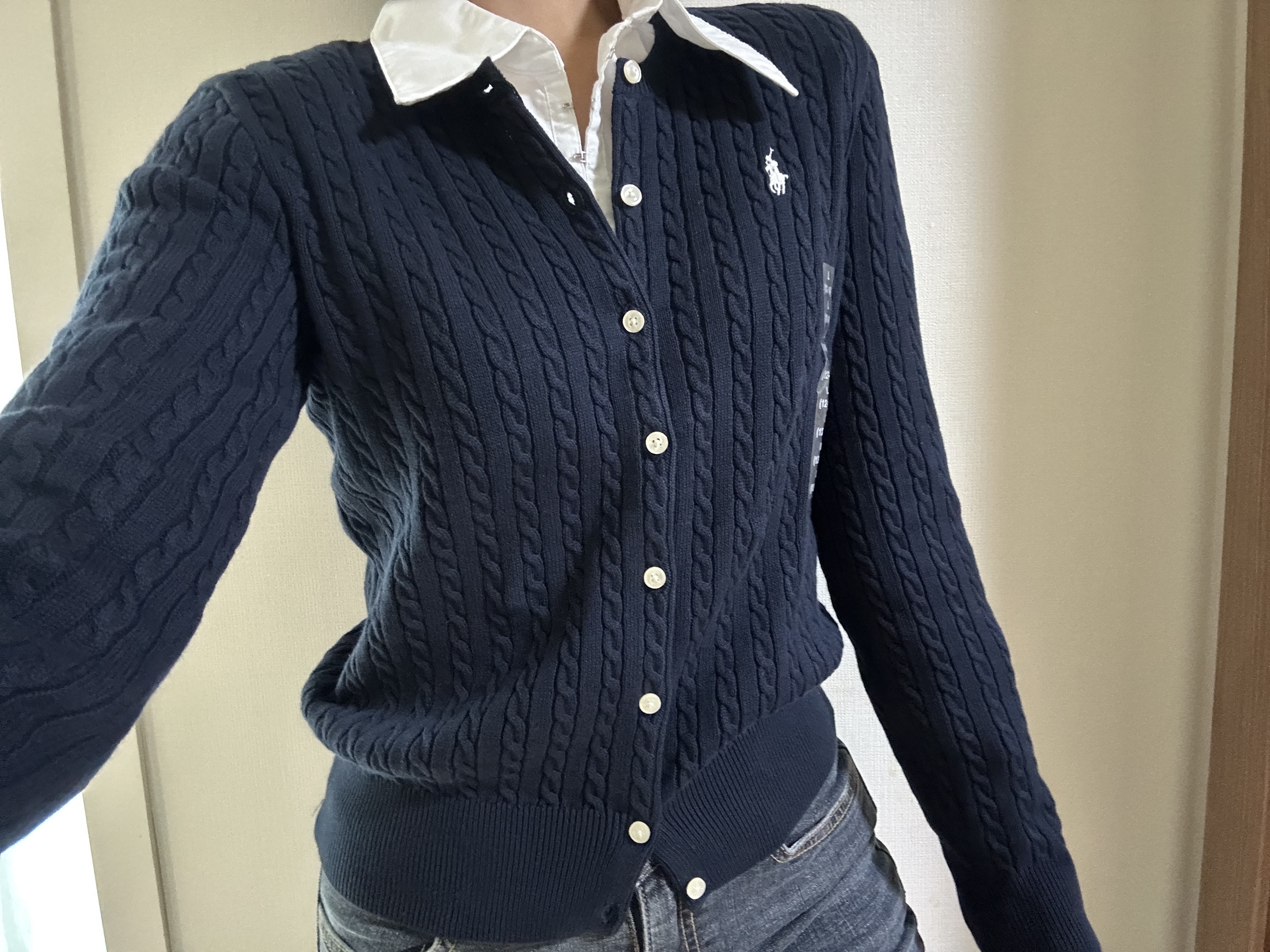 [30% 적립] Polo Ralph Lauren Children Mini Cable Cotton Cardigan Hunter Navy 착용 스타일