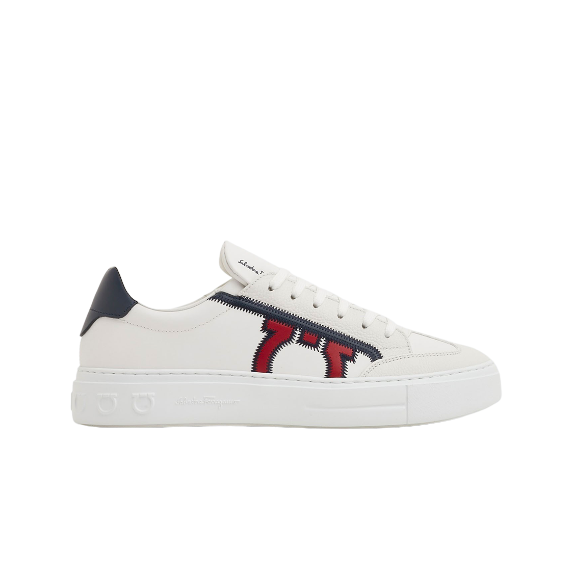 페라가모 레이스업 스니커즈 화이트 마린 블루(Ferragamo Lace-Up Sneakers White Marine Blue) - 1