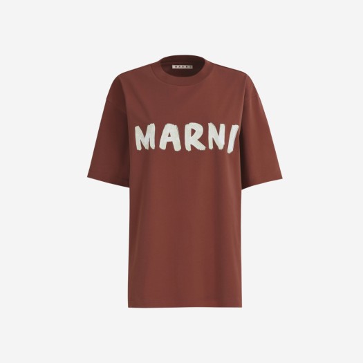 (W) 마르니 로고 바이오 코튼 티셔츠 클레이
