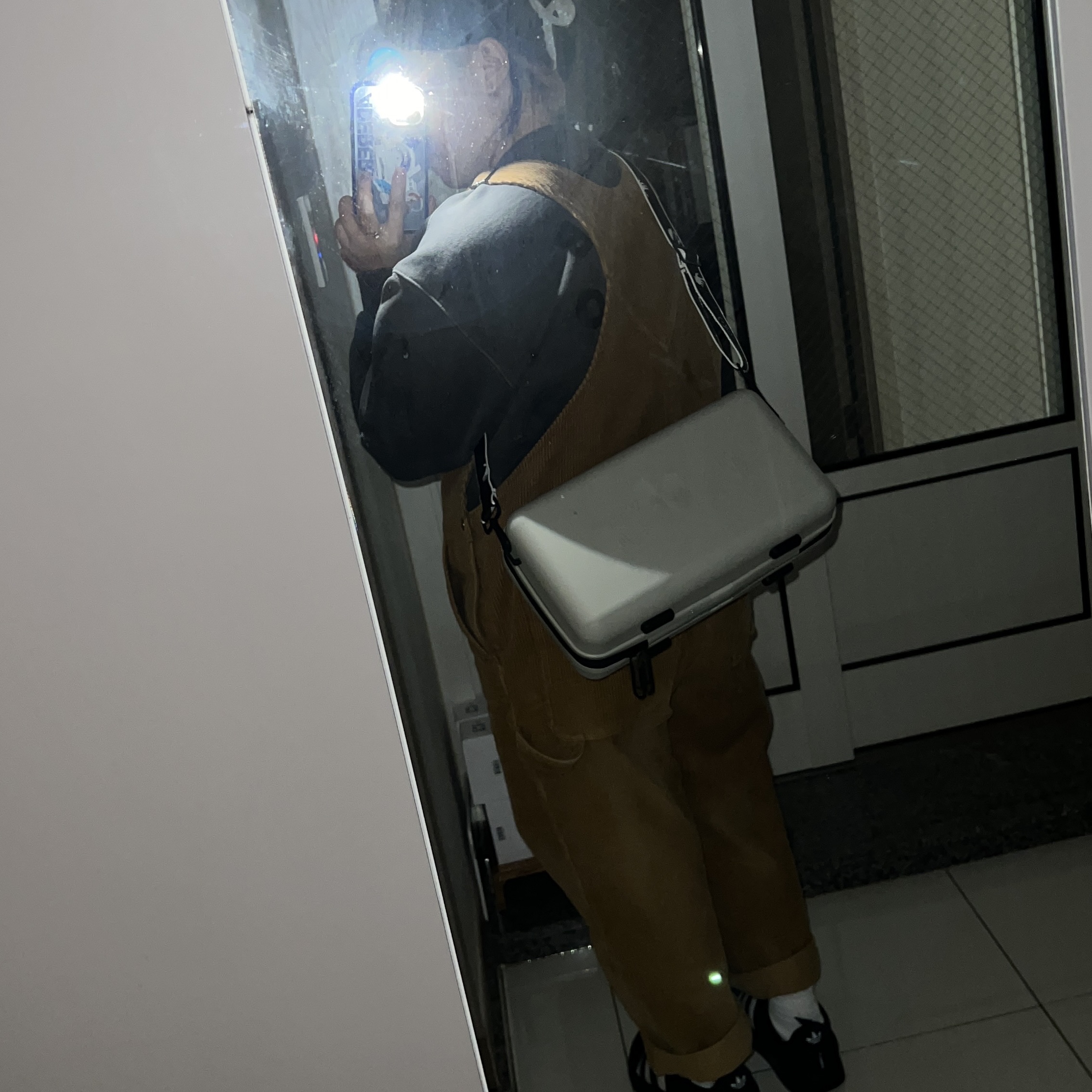 Off-White x Amore Pacific Protection Box (Without Cosmetics), Adidas Puffylette Core Black 착용 스타일