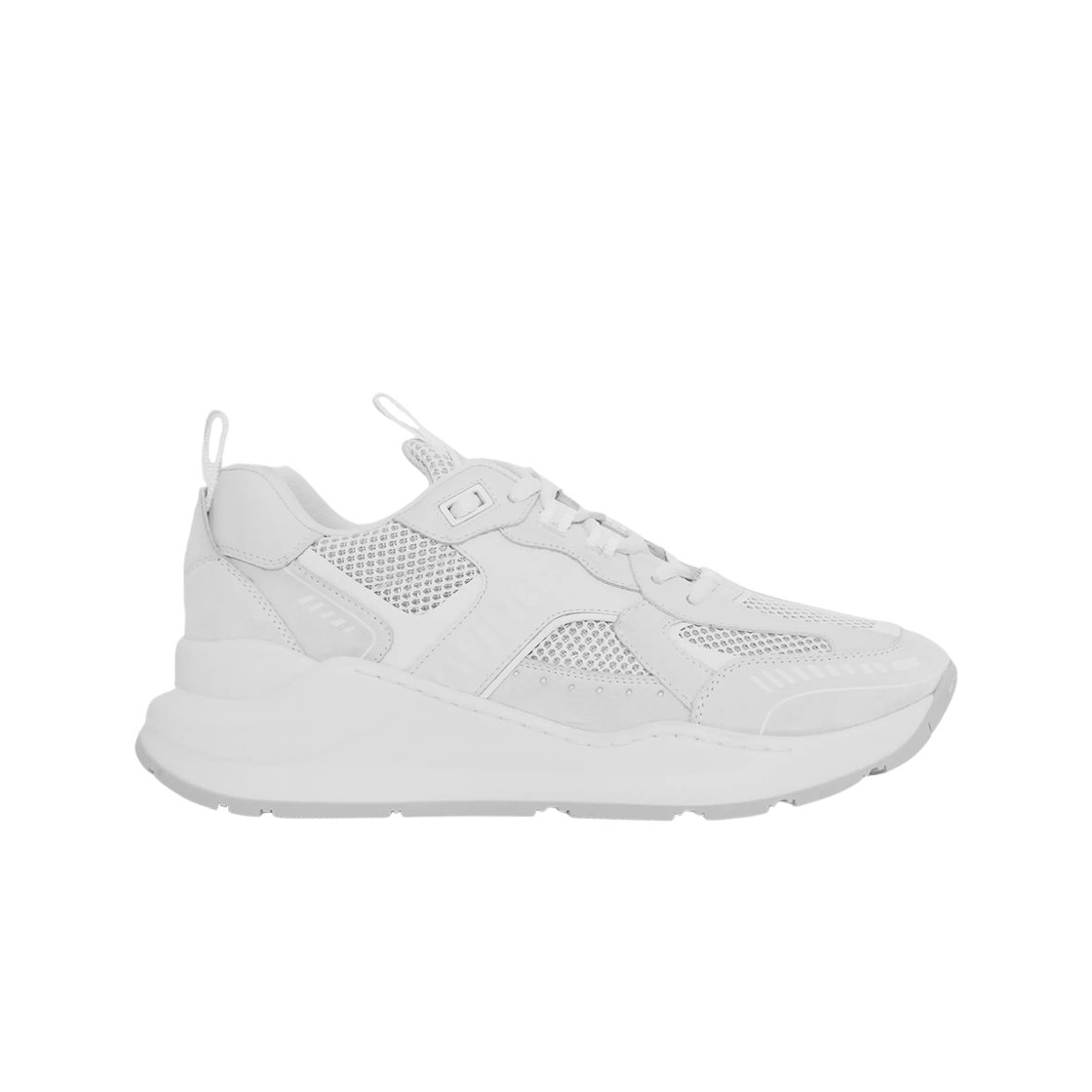 버버리 로고 엠보스 레더 스웨이드 메쉬 스니커즈 화이트(Burberry Logo Embossed Leather Suede Mesh Sneakers White) - 1