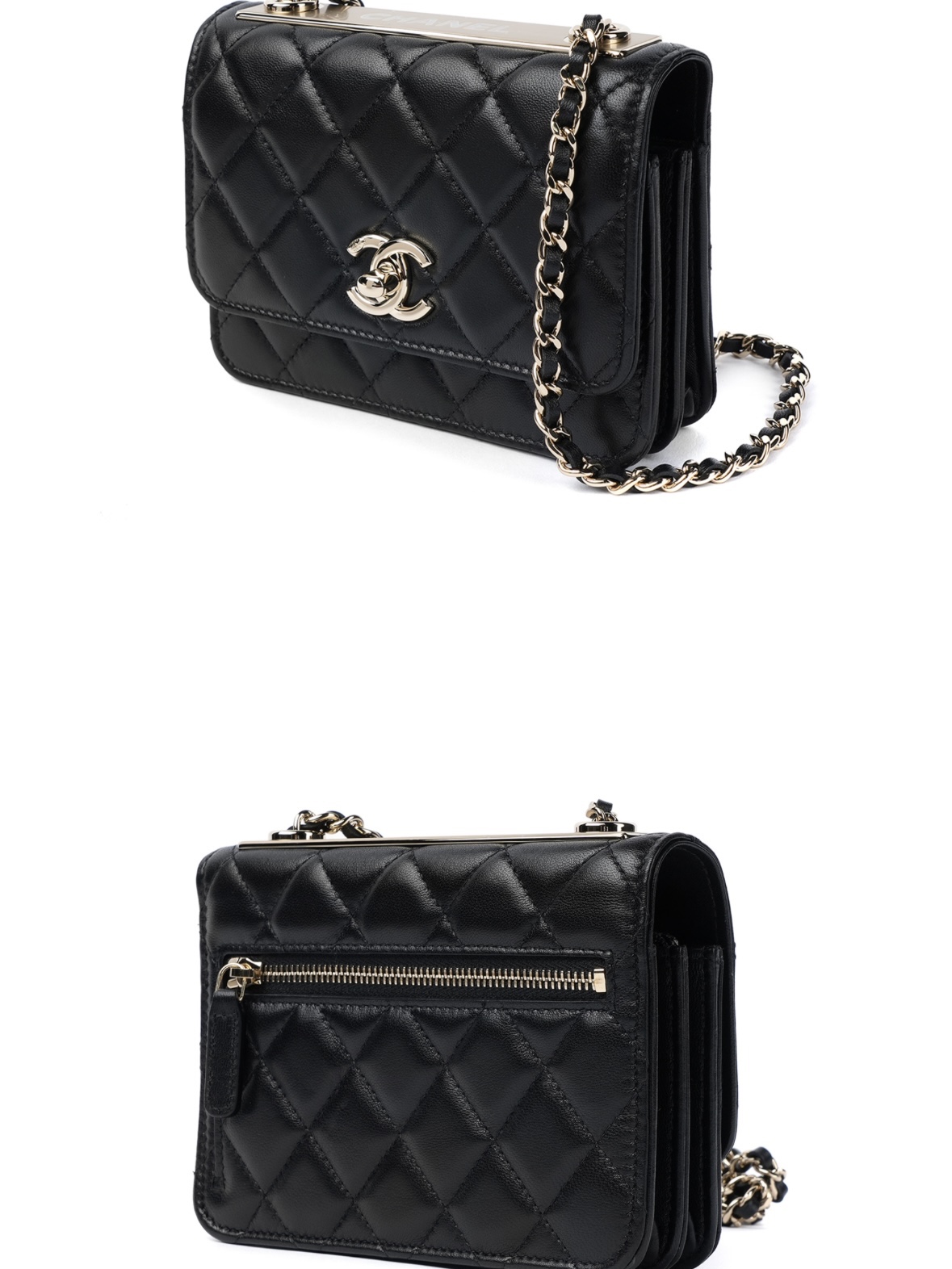 Chanel Clutch with Chain Lambskin & Gold Black 착용 스타일 - 2