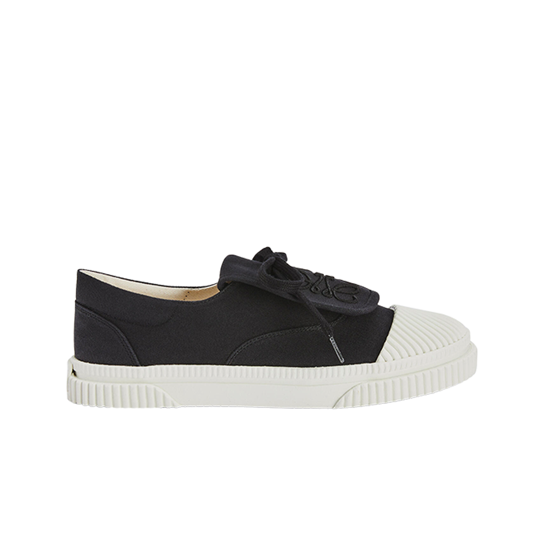 (W) 로에베 캔버스 아나그램 플랩 스니커즈 블랙((W) Loewe Anagram Flap Sneaker in Canvas Black)