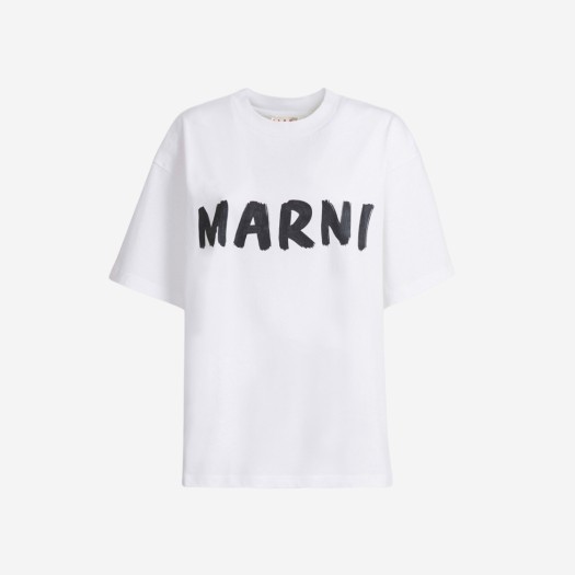 (W) 마르니 로고 바이오 코튼 티셔츠 릴리 화이트