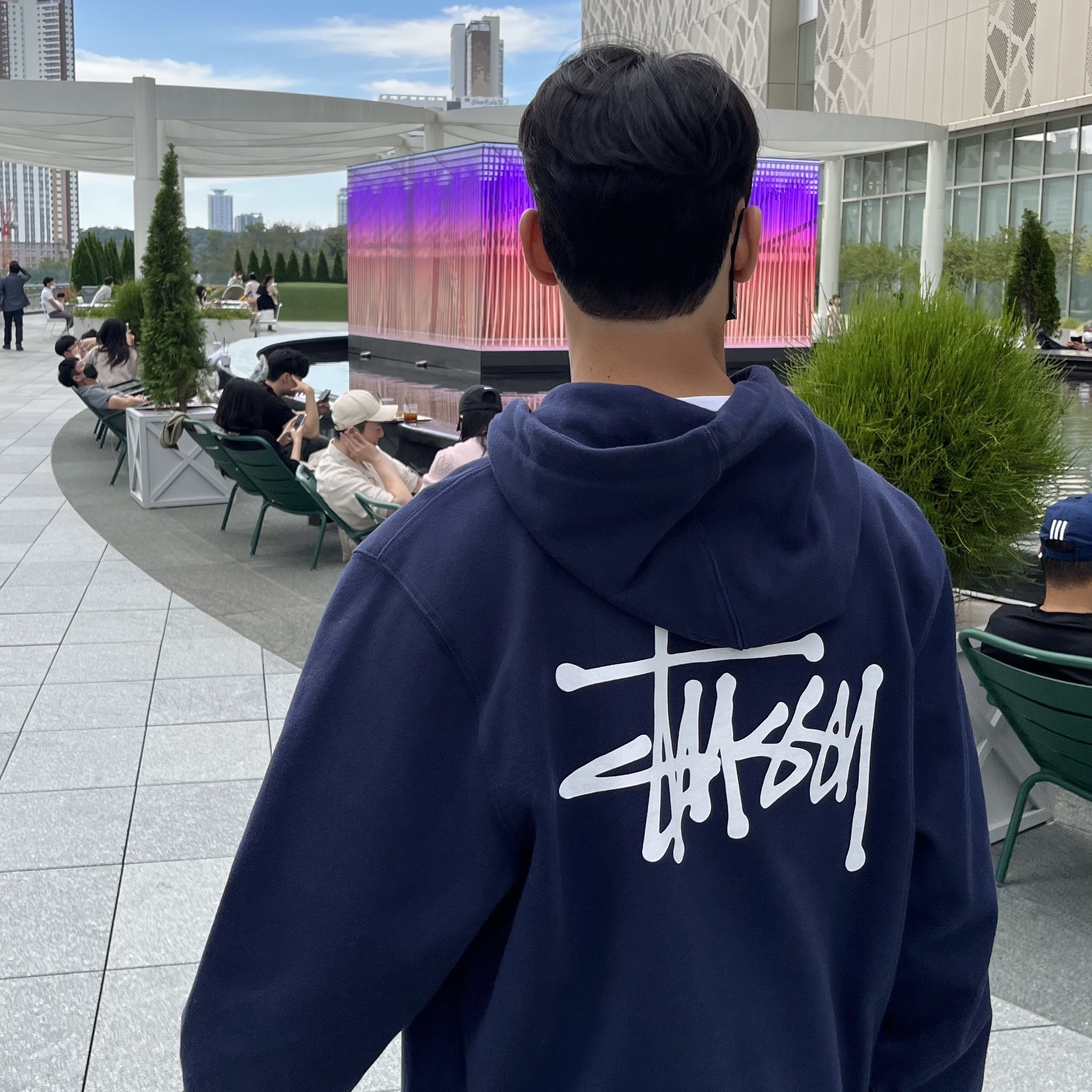 Stussy Basic Stussy Hoodie Navy 2021, Stussy Basic Stussy Hoodie Navy 2022 착용 스타일 - 2