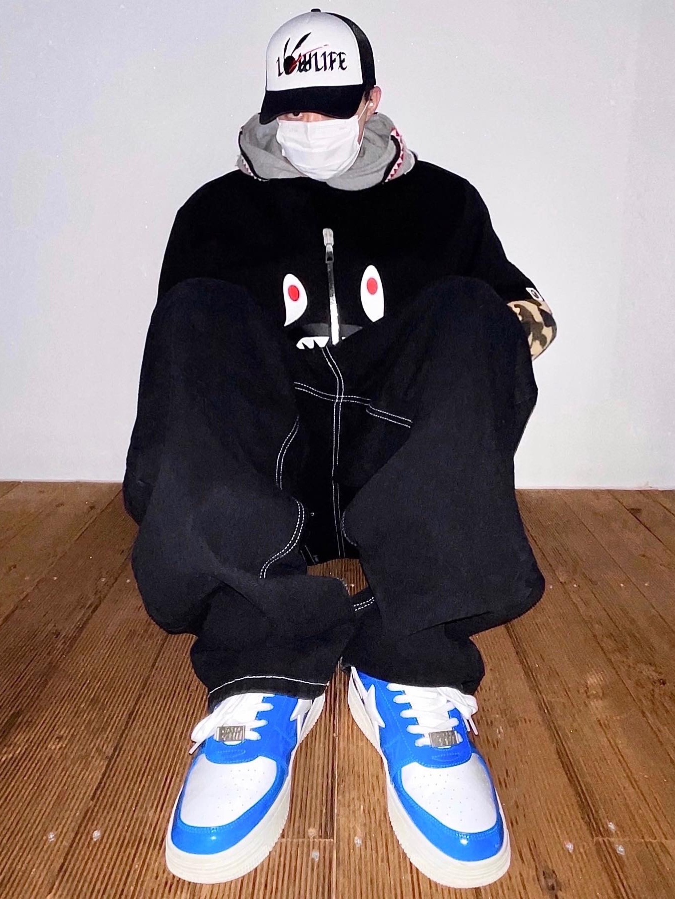 BAPE Bape Sta Low Color Block Shark Blue 착용 스타일 - 2